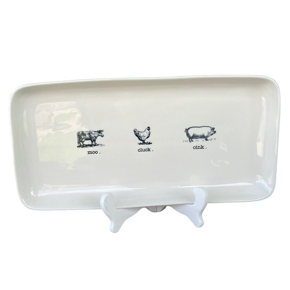 Rae Dunn Farmline Farmhouse Serving Platter Steer Chicken Pig Moo Cluck Oink GUC - Picture 1 of 9
